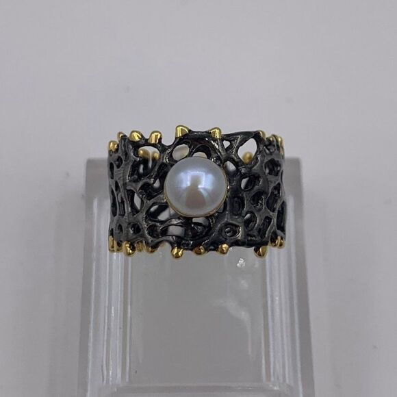 NWOT, earrings, solid 925 sterling silver, real black pearls, clear gem accents - Picture 7 of 16